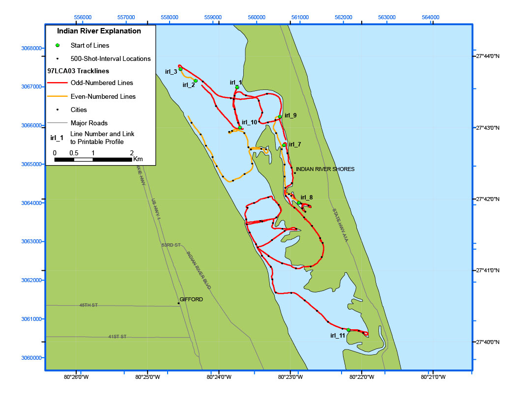 Indian River Lagoon Map - Archive Of Digital Boomer Sub-Bottom Data - Sebastian Florida Map