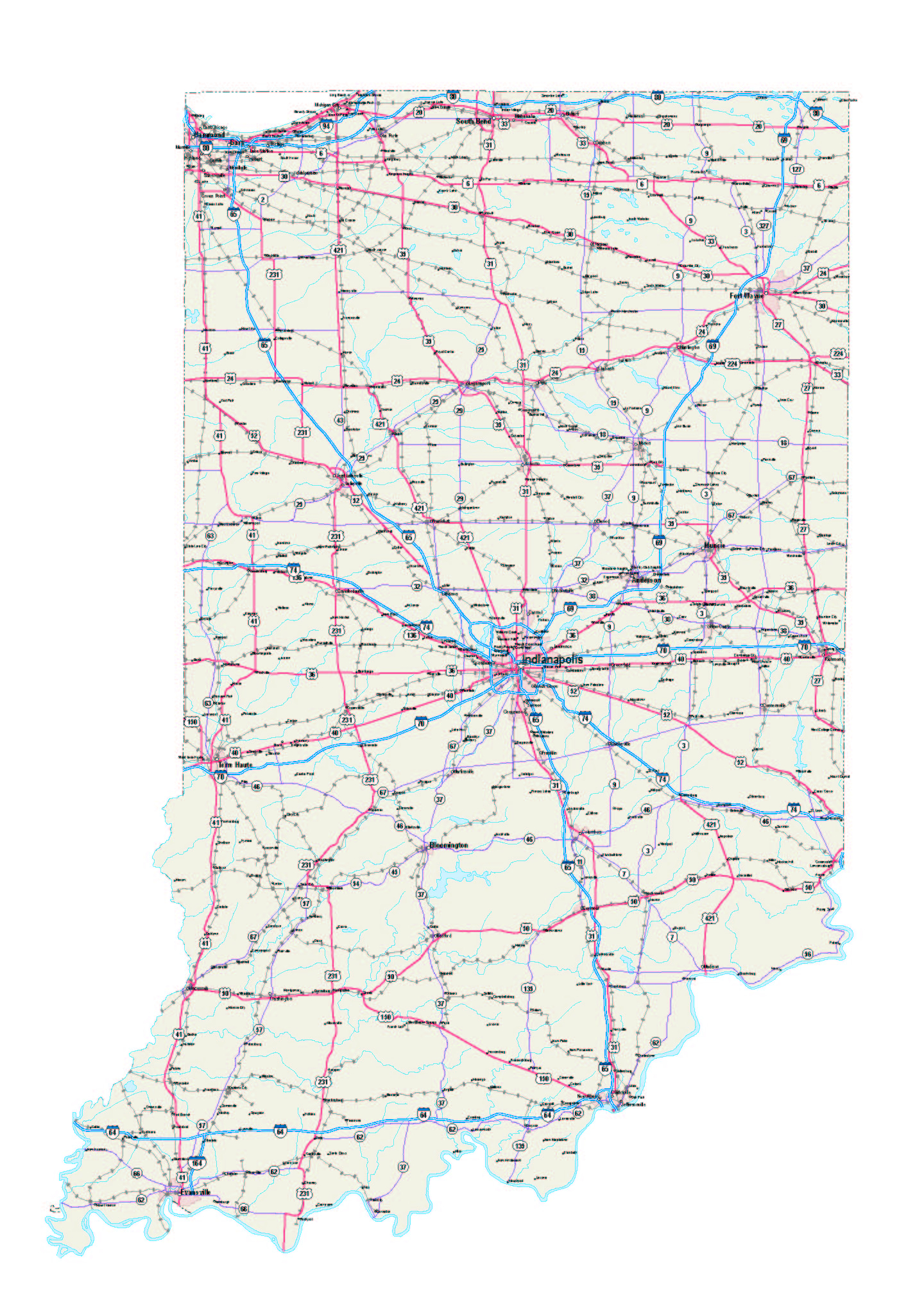 Indiana Maps - Indiana Map - Indiana Road Map - Indiana State Map - Indiana State Map Printable
