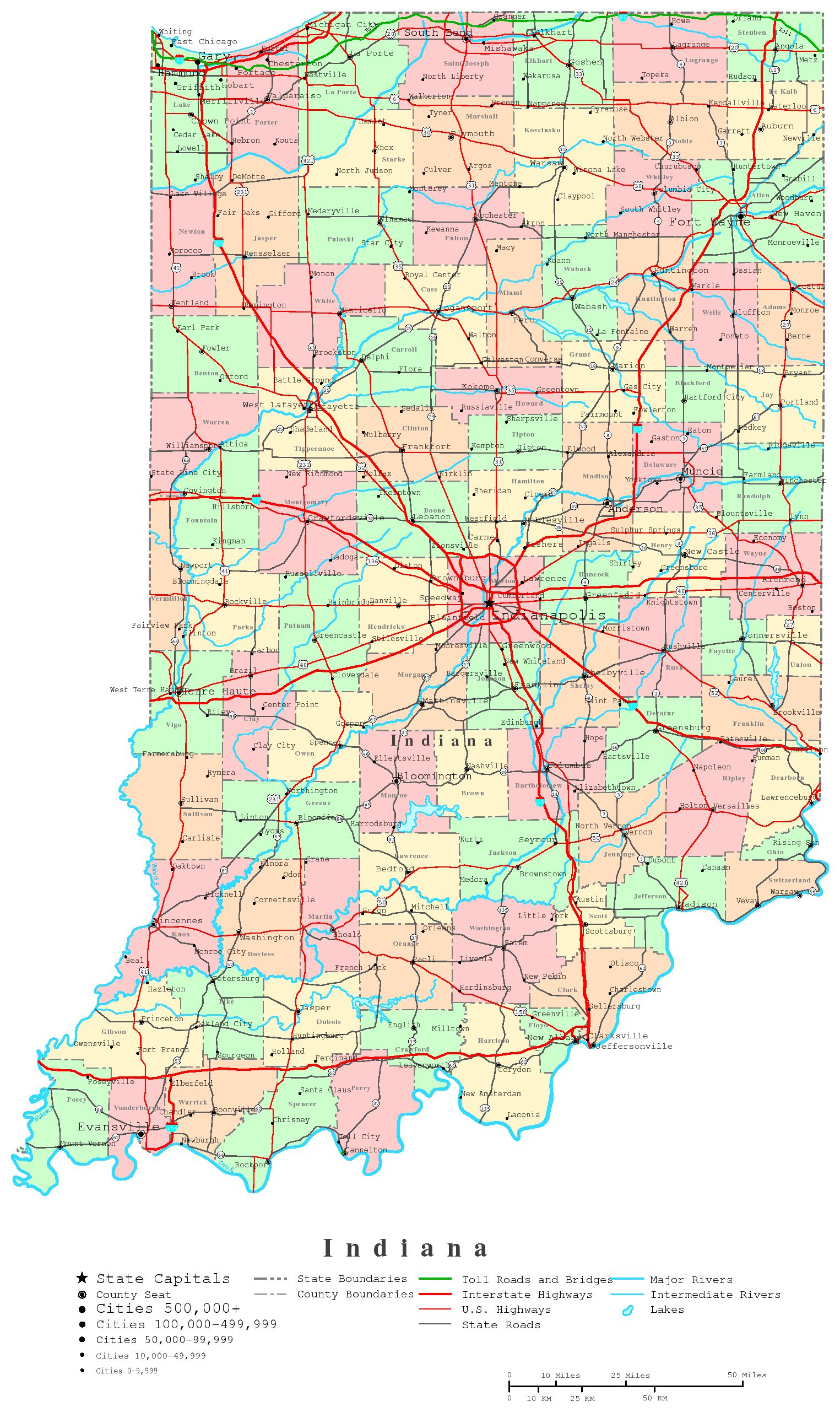 Indiana Printable Map - Printable Map Of Indianapolis