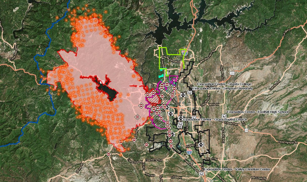 Interactive Maps: Carr Fire Activity, Structures And Repopulation - Live Satellite Map California