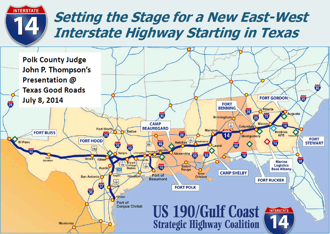 Interstate-Guide: Interstate 14 - Brady Texas Map