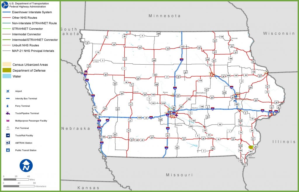 Iowa Road Map - Printable Map Of Iowa - Printable Maps