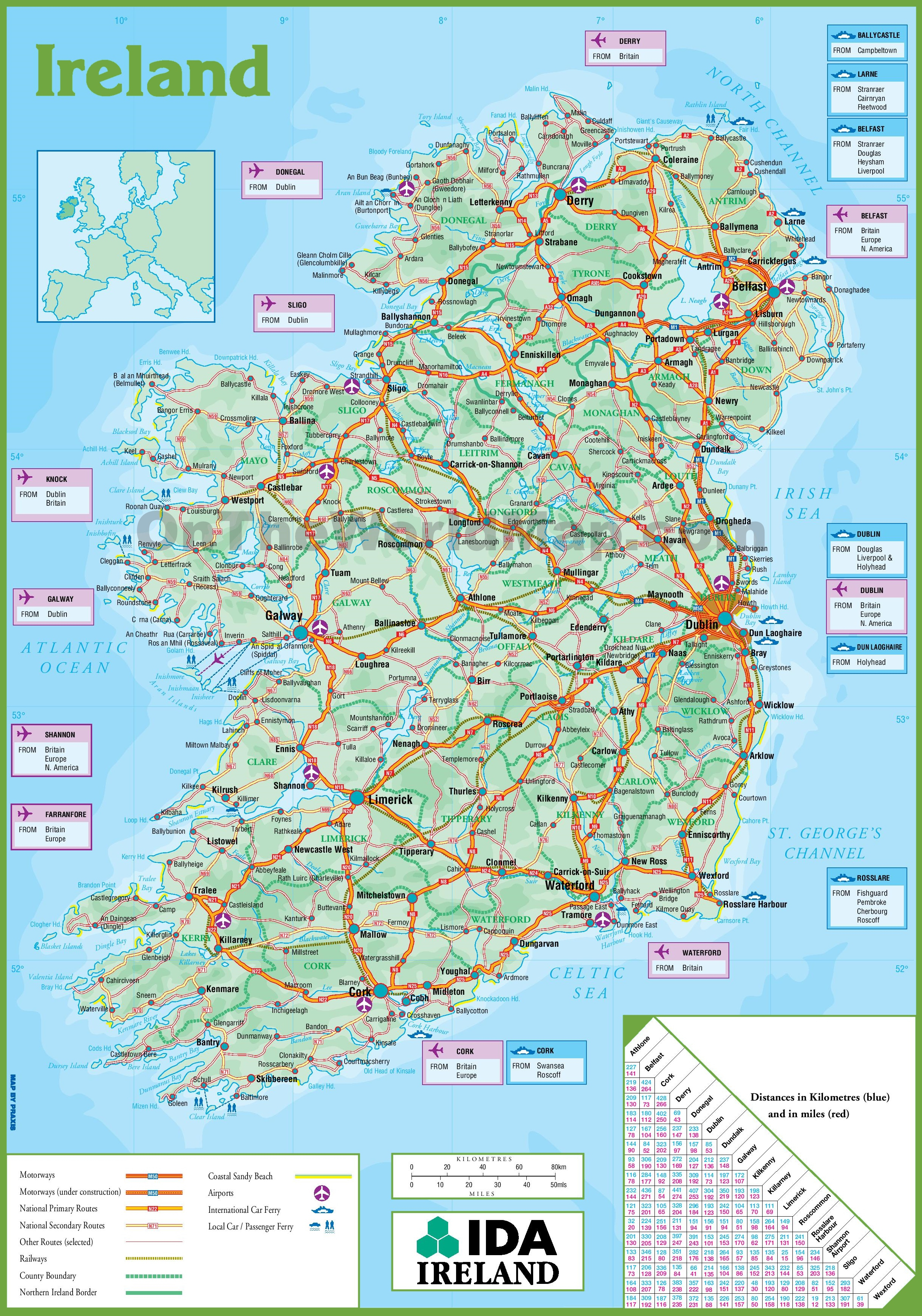Ireland Road Map - Printable Map Of Ireland