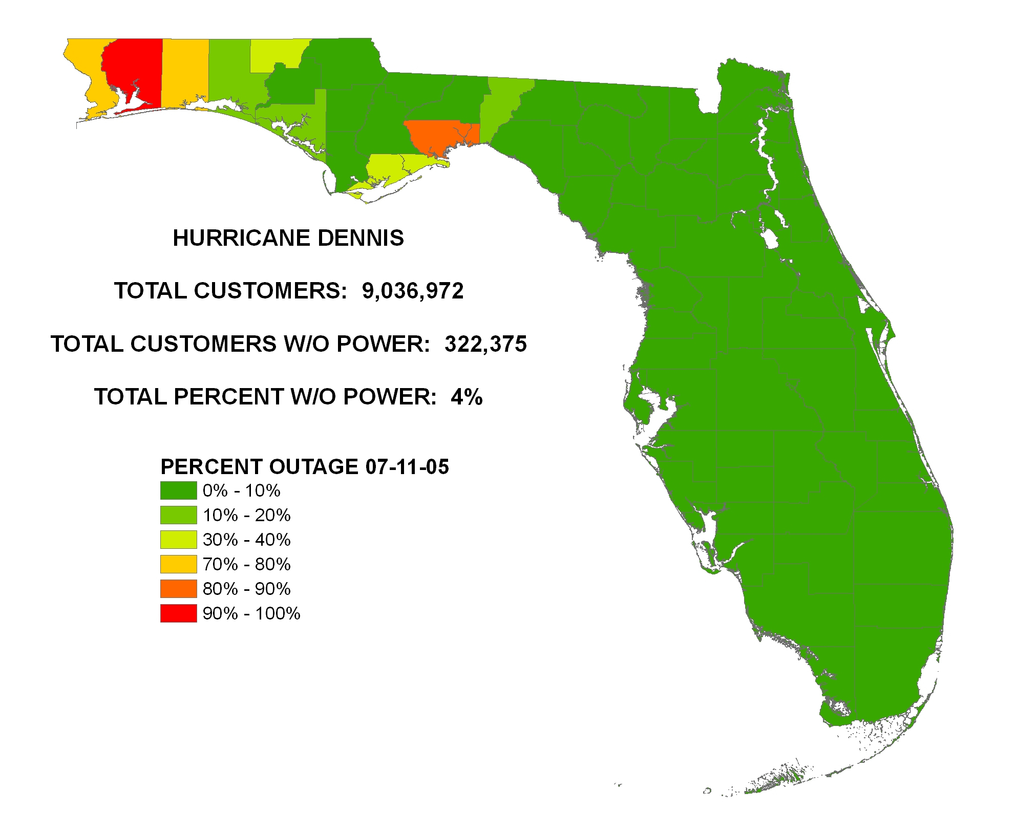 Iser - Hurricane Dennis - Florida Power Outage Map