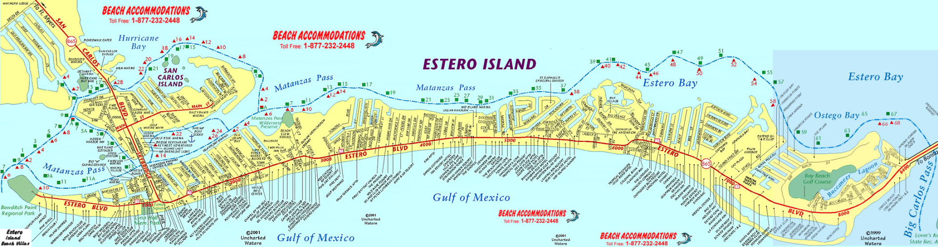 Island Map &amp;amp; Weather | Beach Accommodations Vacation Rentals | Fort - Estero Beach Florida Map