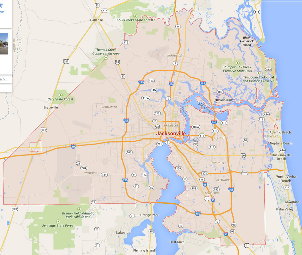 Jacksonville, Florida Map - Google Florida Map