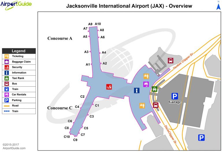 Jax Airport Map - Jacksonville Fl Airport Map (Florida - Usa) - Florida ...