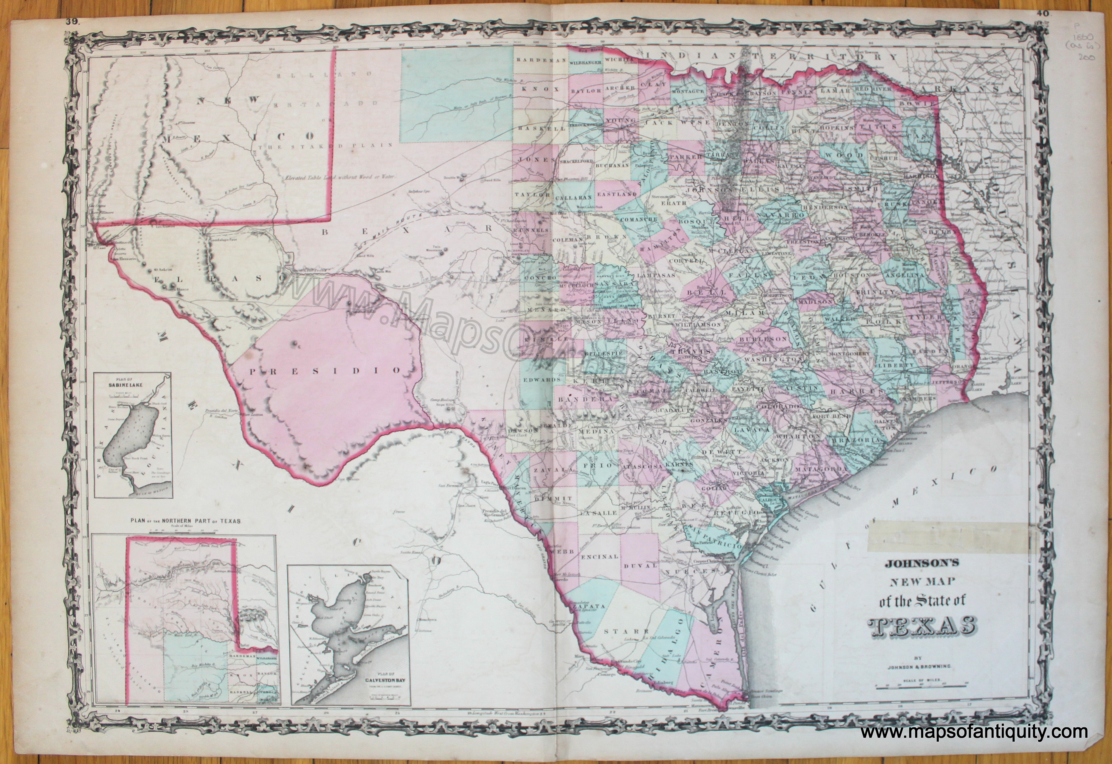 Johnson&amp;#039;s New Map Of The State Of Texas - Antique Maps And Charts - Antique Texas Map Reproductions