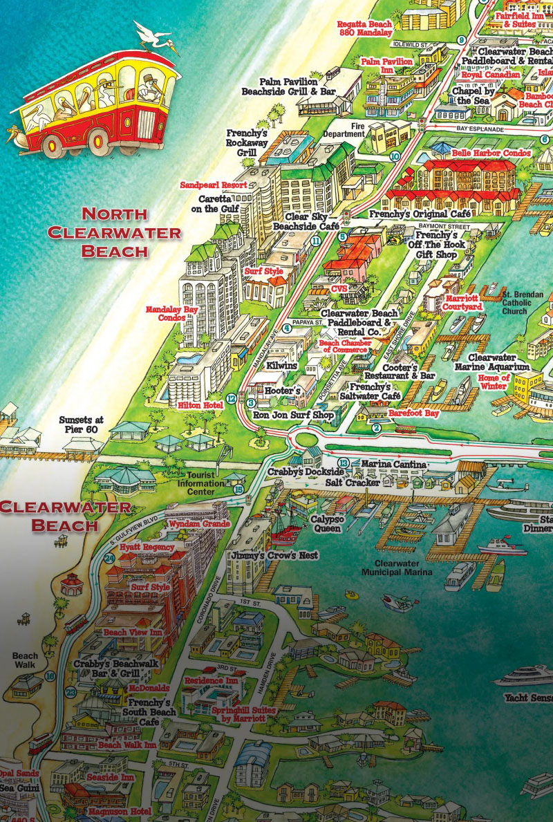 Jolley Trolley – Welcome Aboard Clearwater Jolley Trolley! - Clearwater Beach Florida Map Of Hotels