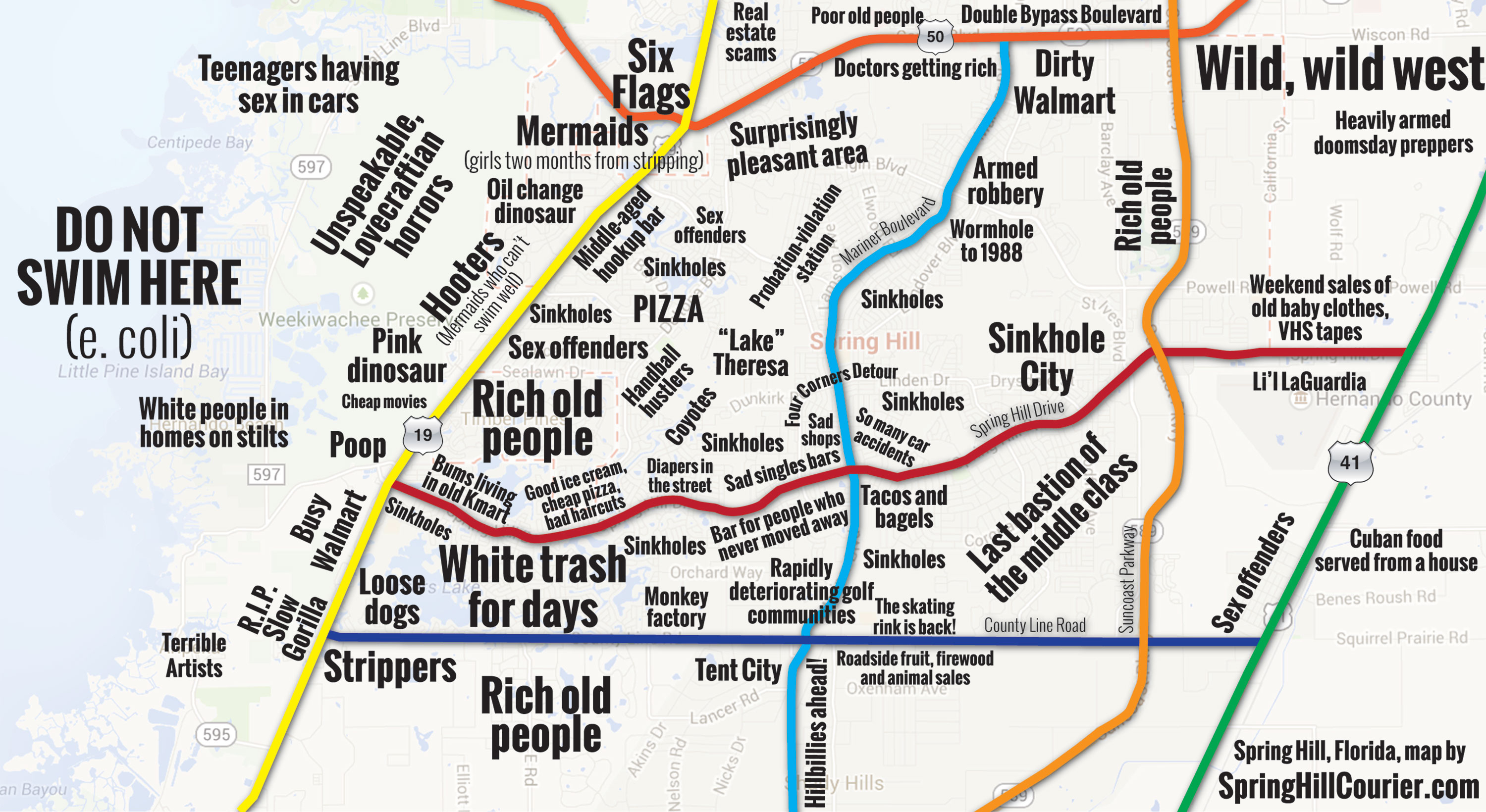 Judgmental Map Of Spring Hill - Spring Hill Courier - Map Of Natural Springs In Florida