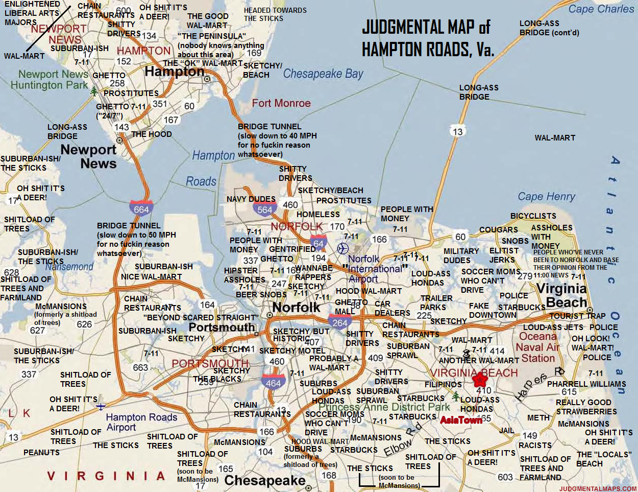 Judgmental Maps — Hampton Roads, Vaace Copr. 2014 Ace. All - Printable Map Of Norfolk Va