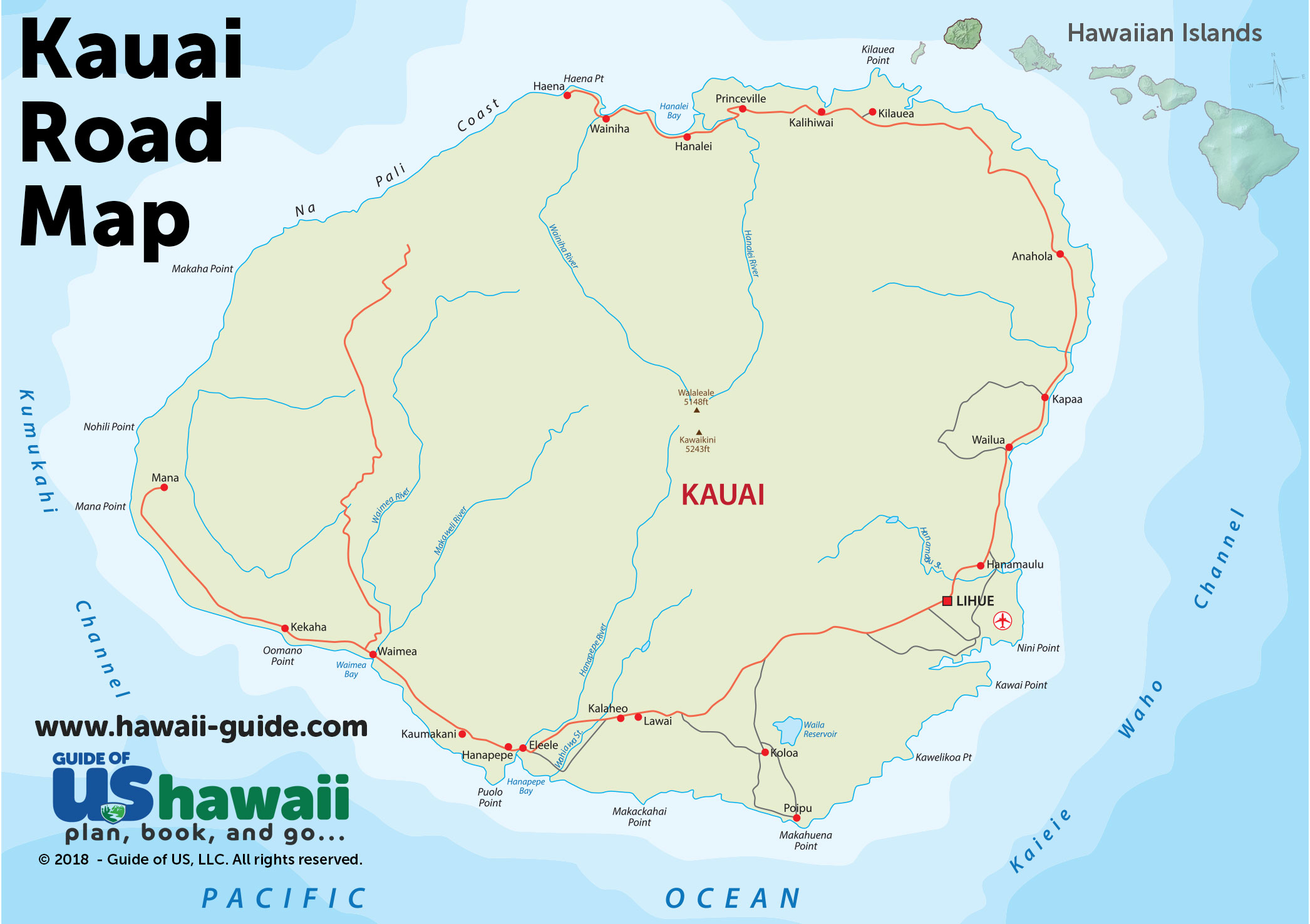 Printable Road Map Of Kauai Printable Maps
