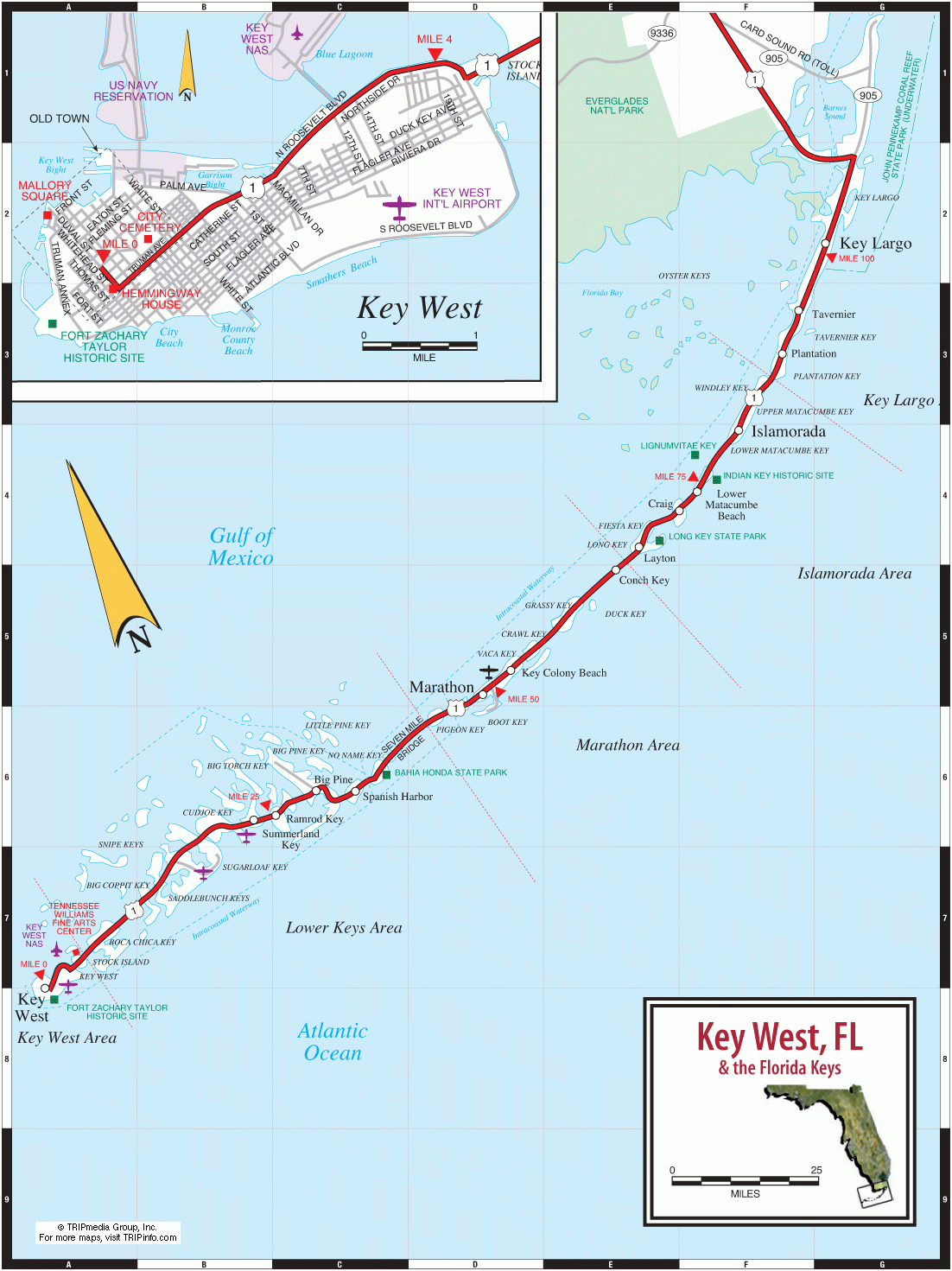 Key West &amp;amp; Florida Keys Map - Map Of Key West Florida Attractions