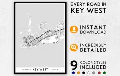 Key West Map Print Key West Print Florida Keys Map Key West | Etsy - Florida Keys Map Poster