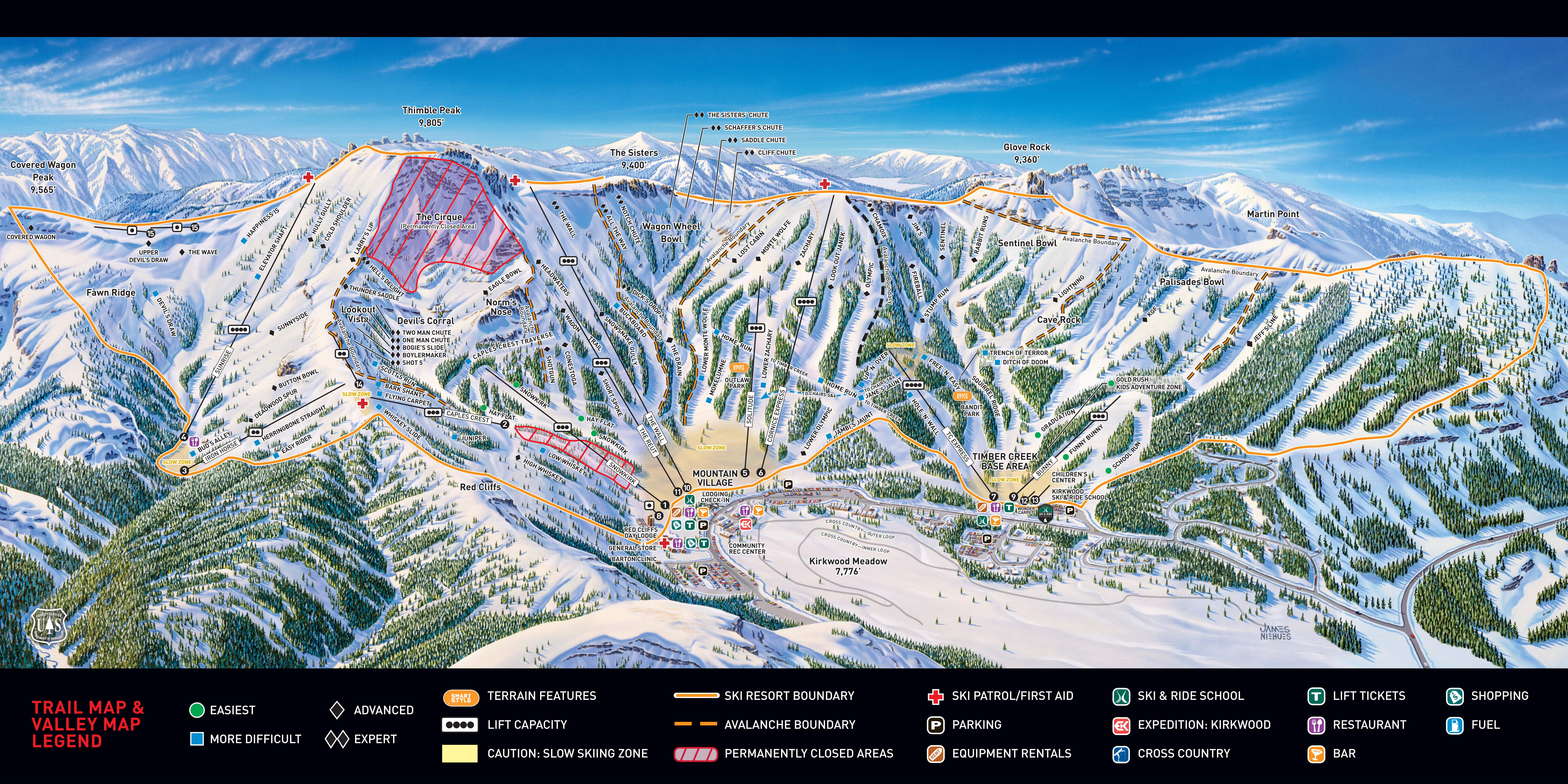 Kirkwood, Lake Tahoe Ski Trail Map – Free Downloadable Piste Maps. - Kirkwood California Map