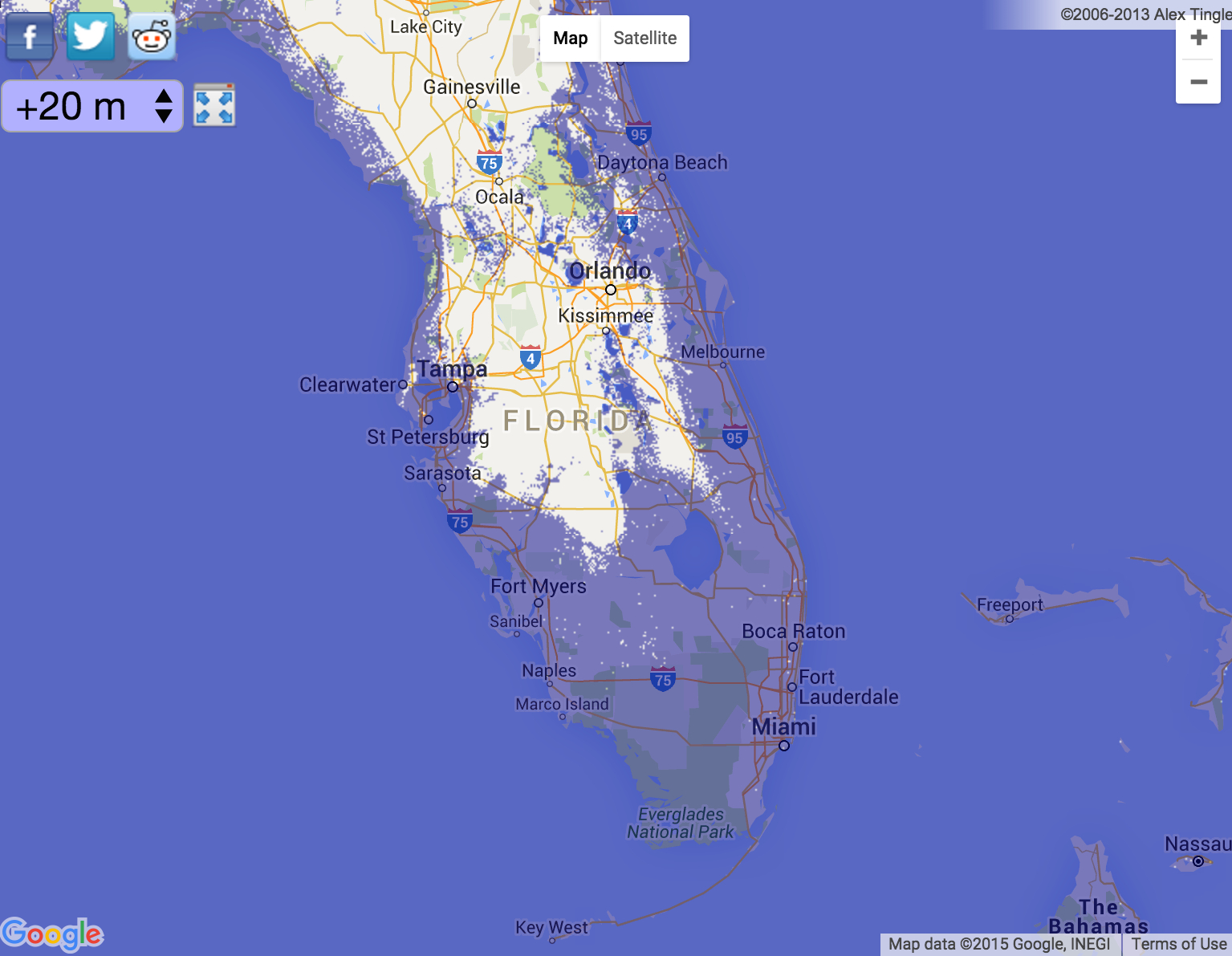 Kmeme: Slow Global Warming - Florida Map After Global Warming