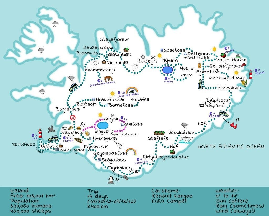 Kort Af Íslandi- Really Great Map! | Icelandic Roadtrip | Iceland ...