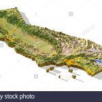La Californie, 3D Relief Map Cut Out Avec Les Zones Urbaines Et Les   California Relief Map