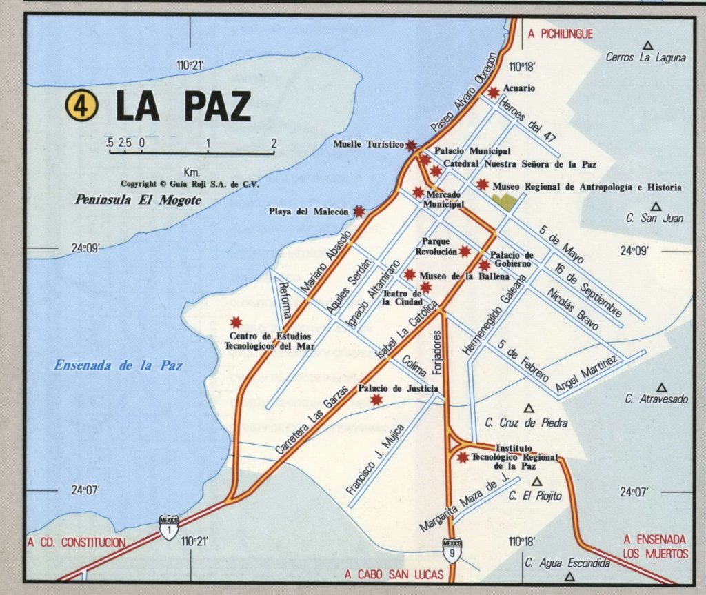 map of la paz baja california sur mexico