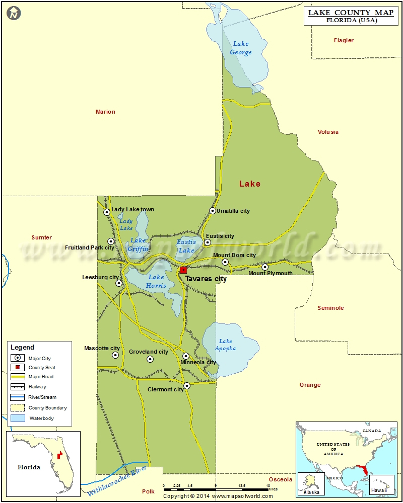 Lake County Map, Florida - South Florida County Map