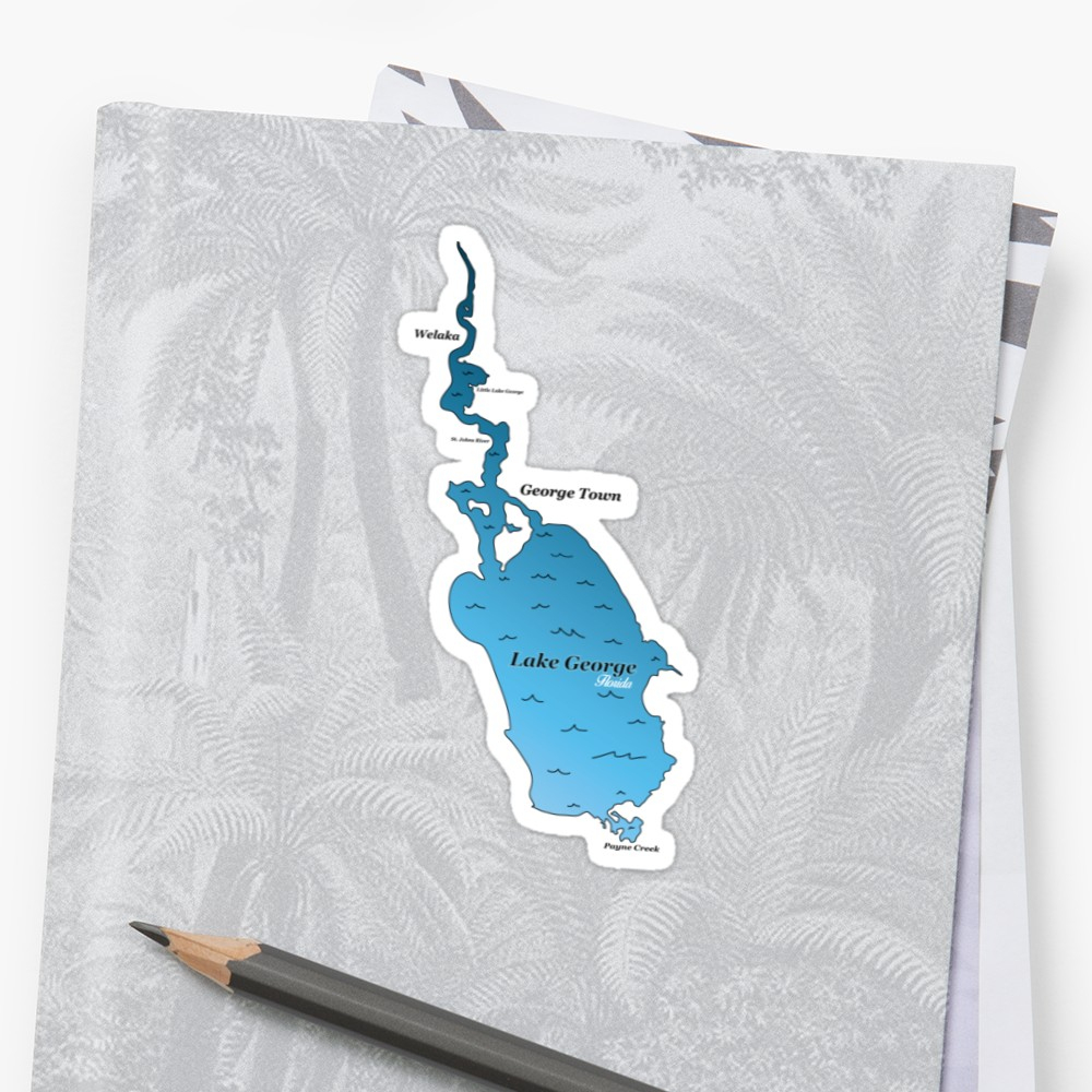 Lake George Florida Map&amp;quot; Stickersanimalcreations | Redbubble - Lake George Florida Map
