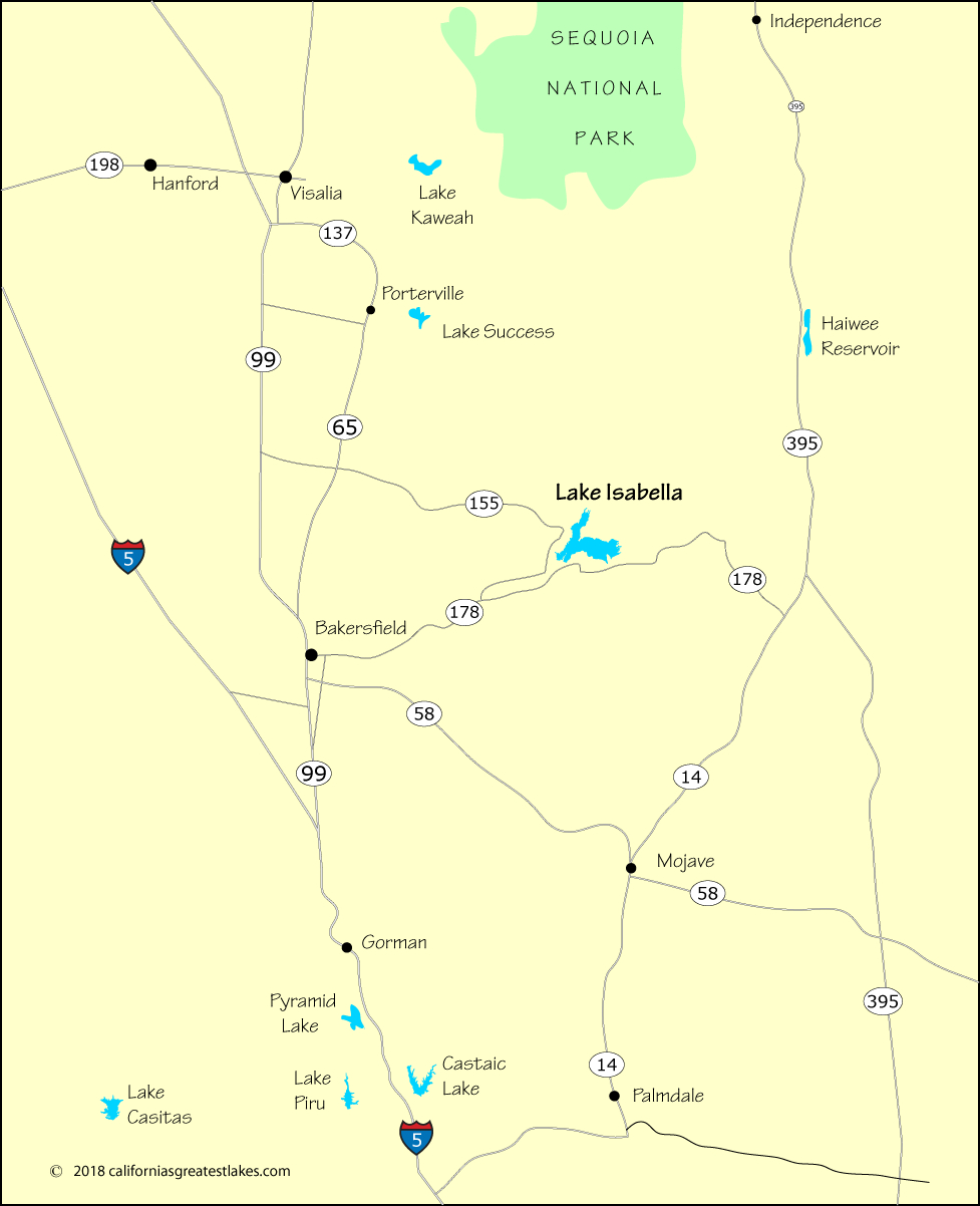 Lake Isabella, Ca - Map And Directions - Lakes In California Map