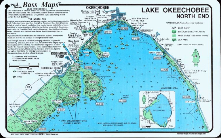 Lake Okeechobee Map  Lake Okeechobee North (North End & Lakeport 