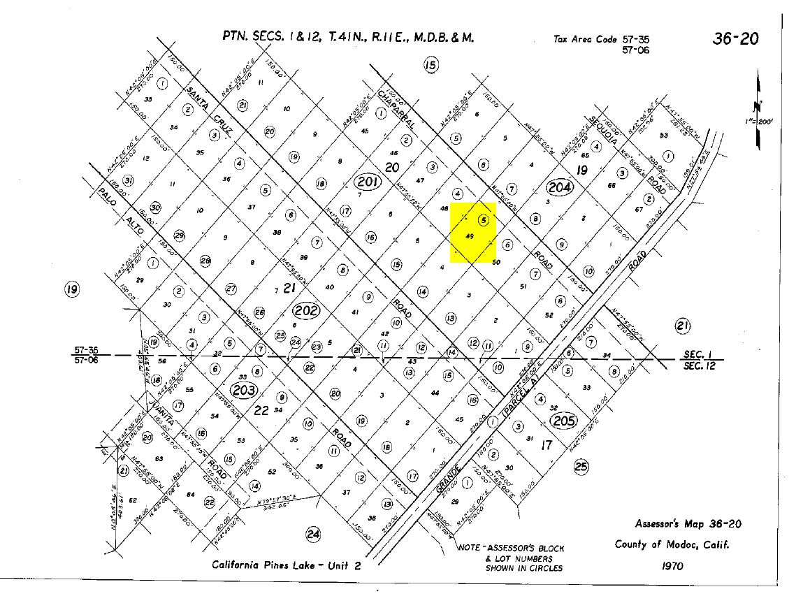 Land Rush Now | Plat Map-Chaparral Rd. California Pines - California Parcel Map