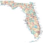 Large Administrative Map Of Florida With Roads And Cities | Vidiani   Large Map Of Florida