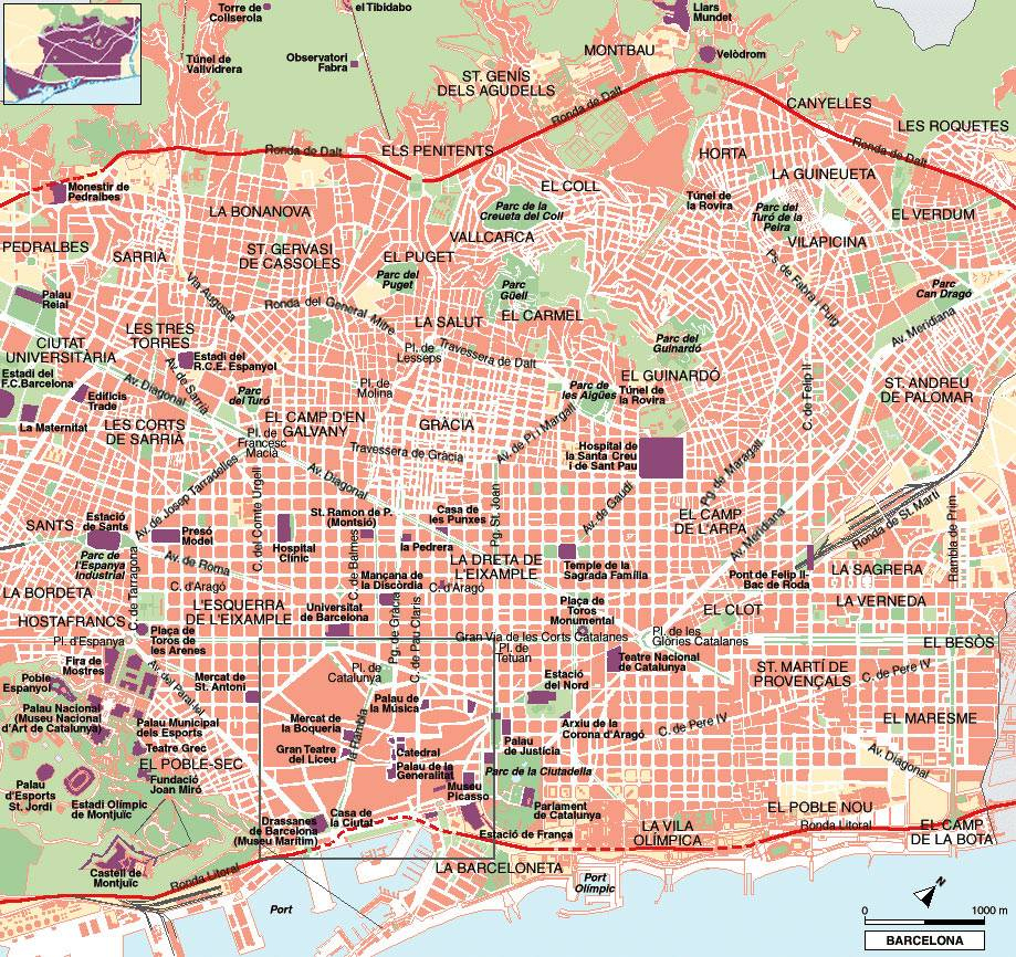 Large Barcelona Maps For Free Download And Print | High-Resolution - City Map Of Barcelona Printable
