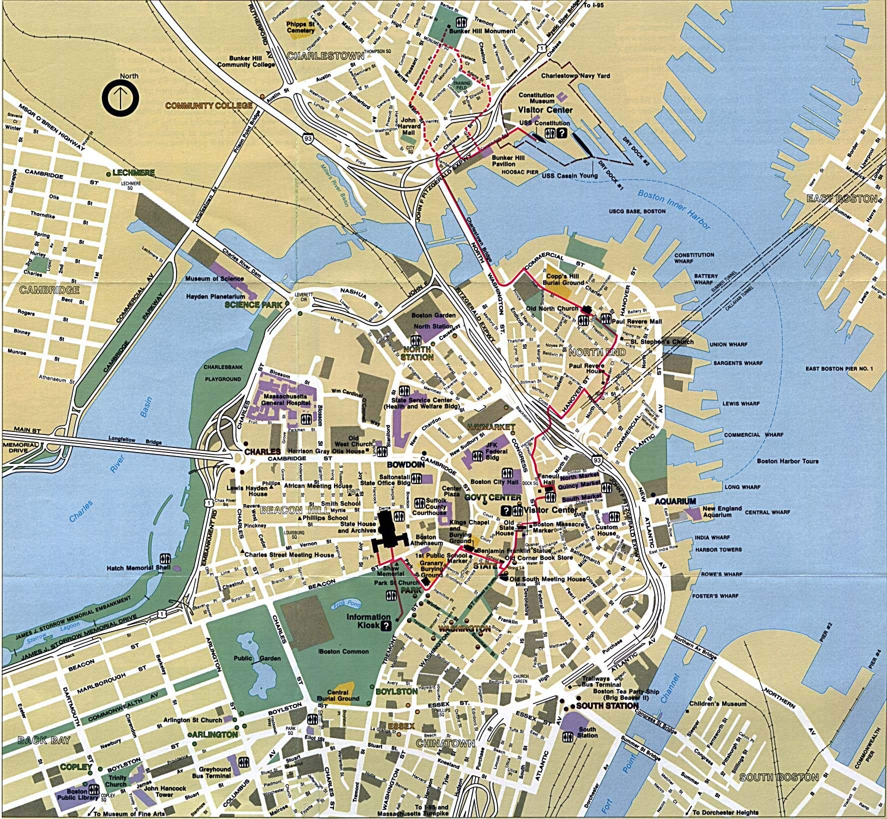 Large Boston Maps For Free Download And Print | High-Resolution And - Boston Tourist Map Printable