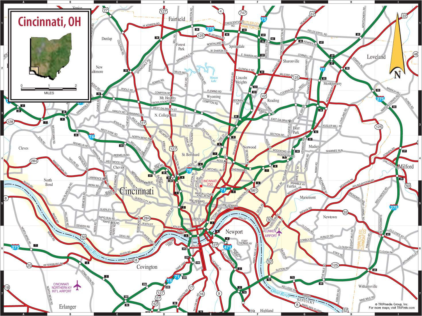 Large Cincinnati Maps For Free Download And Print | High-Resolution - Printable Cincinnati Map