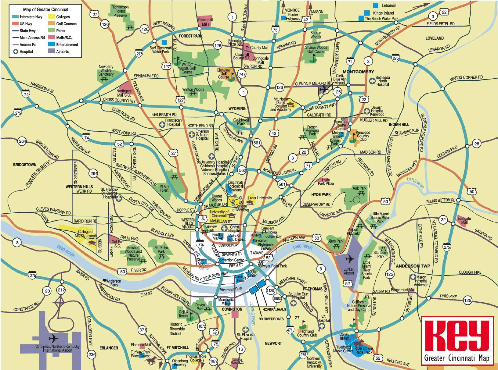 Large Cincinnati Maps For Free Download And Print | High-Resolution - Printable Cincinnati Map