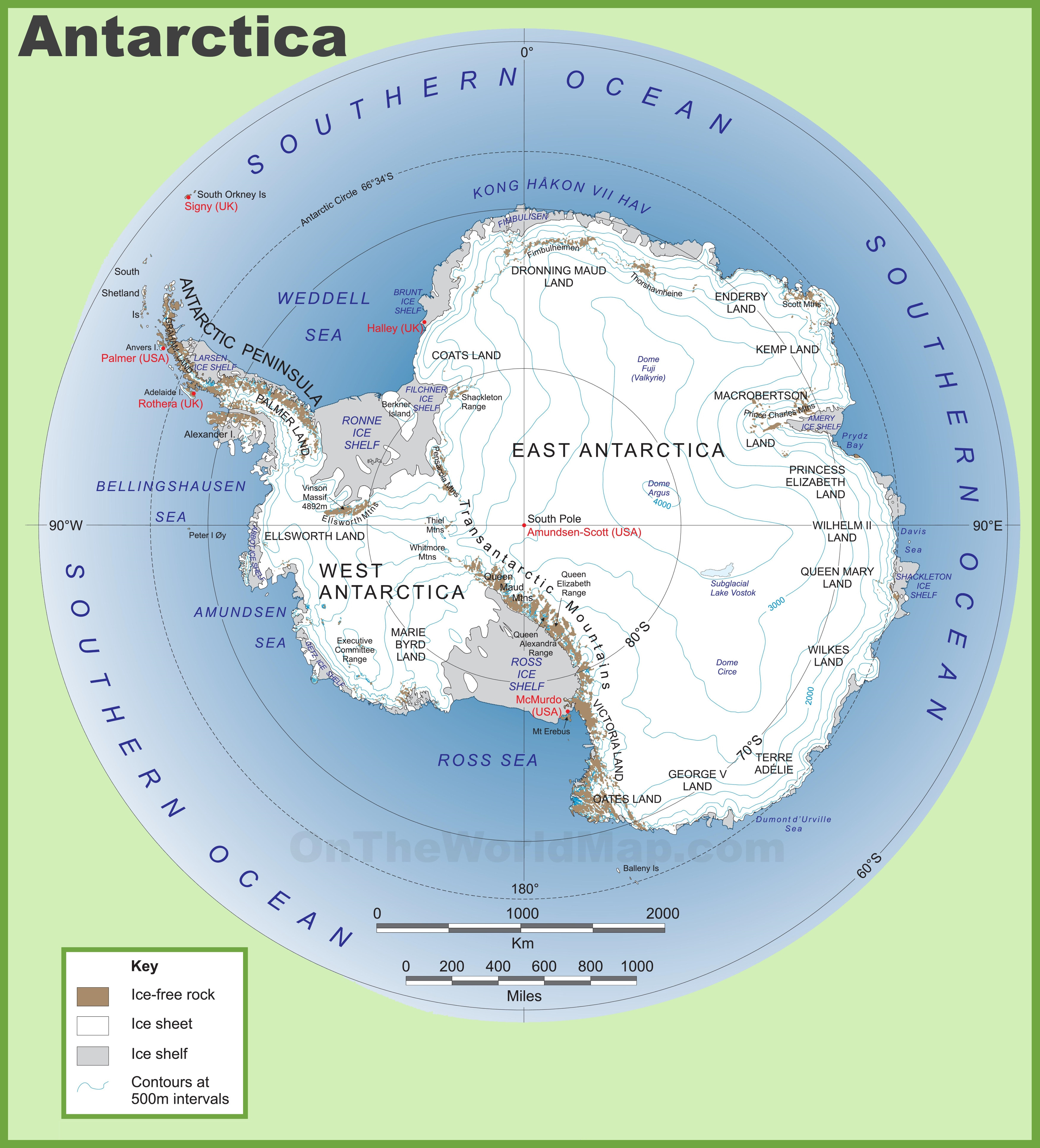 Large Detailed Map Of Antarctica - Printable Map Of Antarctica