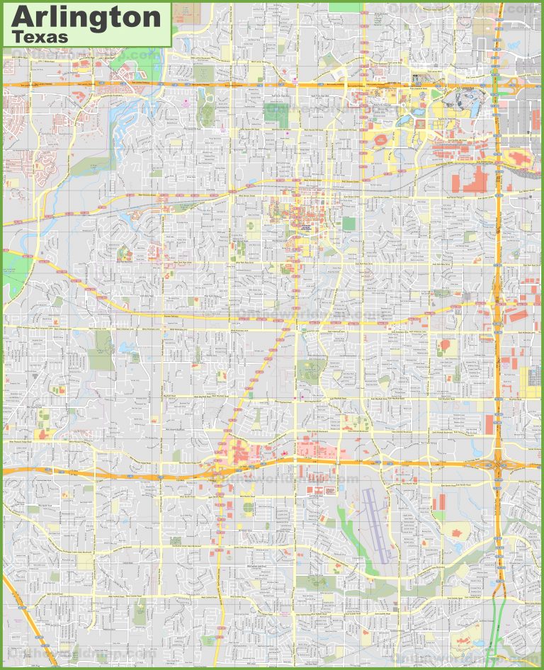 Large Detailed Map Of Arlington (Texas) - Arlington Texas Map ...