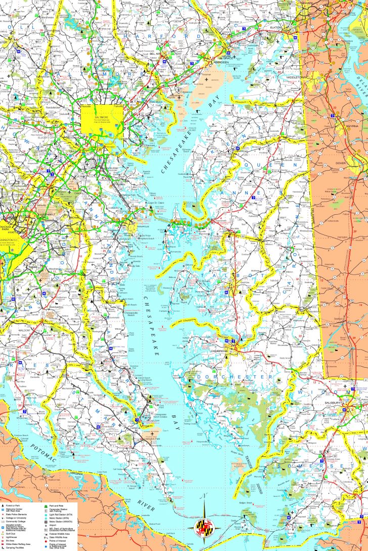 Large Detailed Map Of Chesapeake Bay - Printable Map Of Chesapeake Bay ...