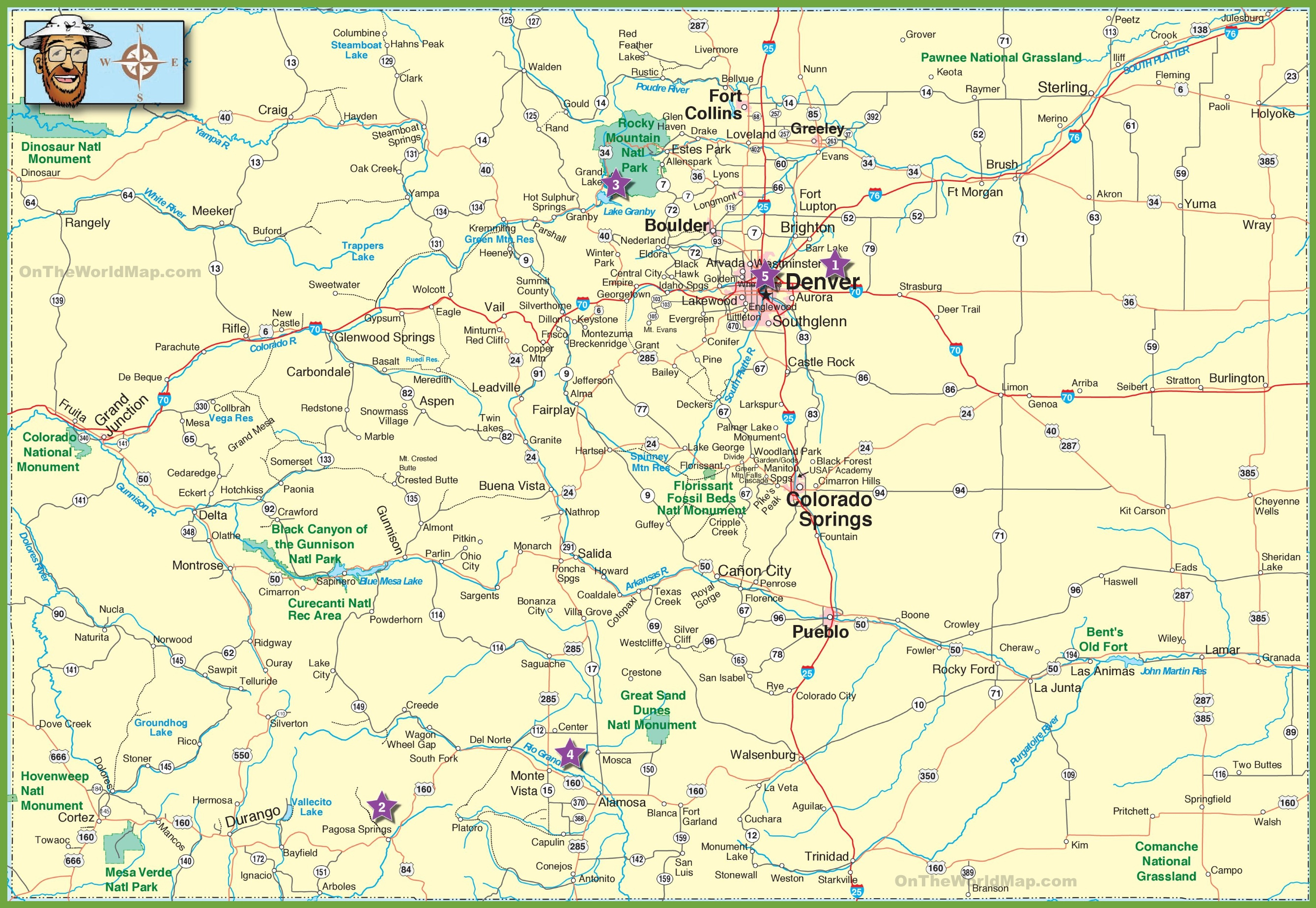 Large Detailed Map Of Colorado With Cities And Roads - Printable Road Map Of Colorado