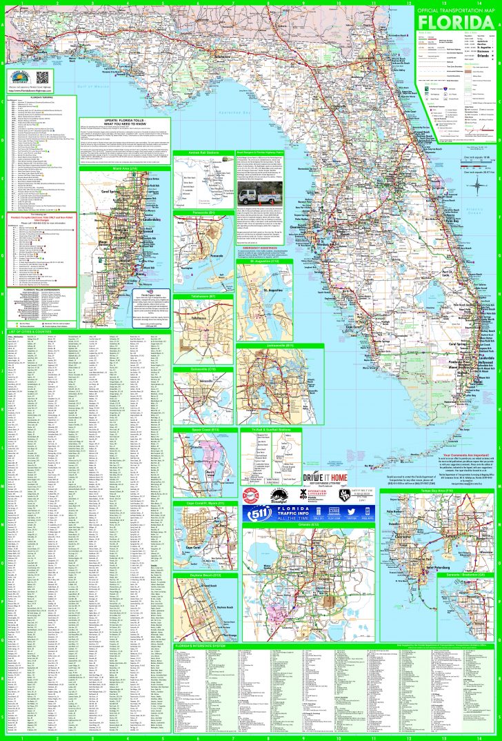 Large Detailed Map Of Florida With Cities And Towns - Large Map Of