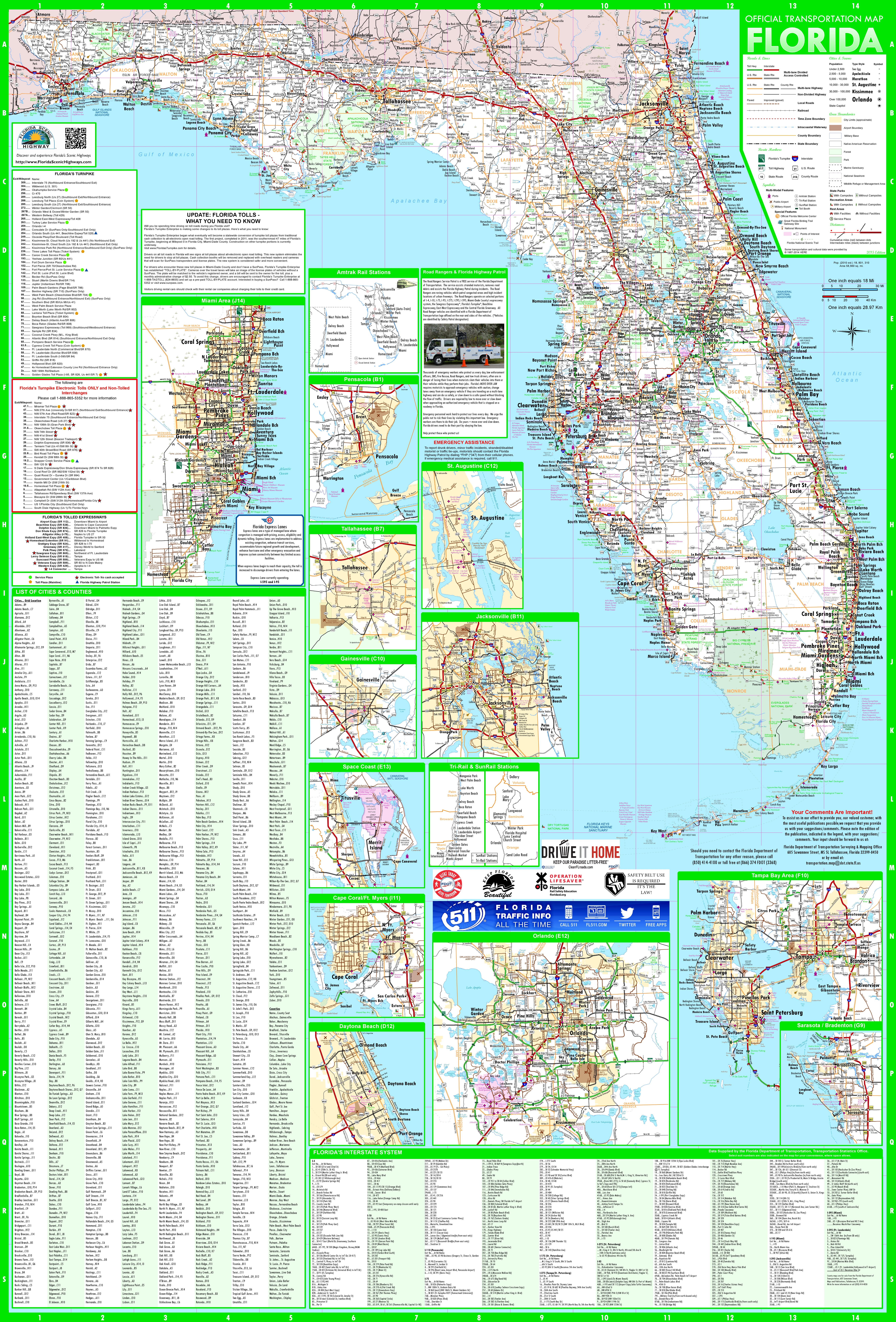 Large Detailed Map Of Florida With Cities And Towns - Large Map Of Florida