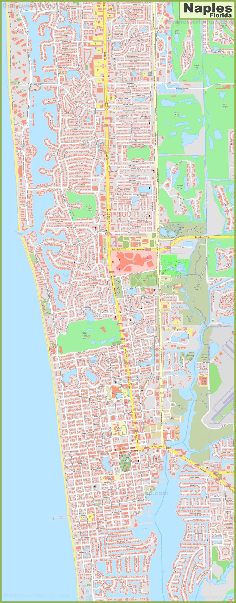 Large Detailed Map Of Naples (Florida) Street Map Of Naples Florida