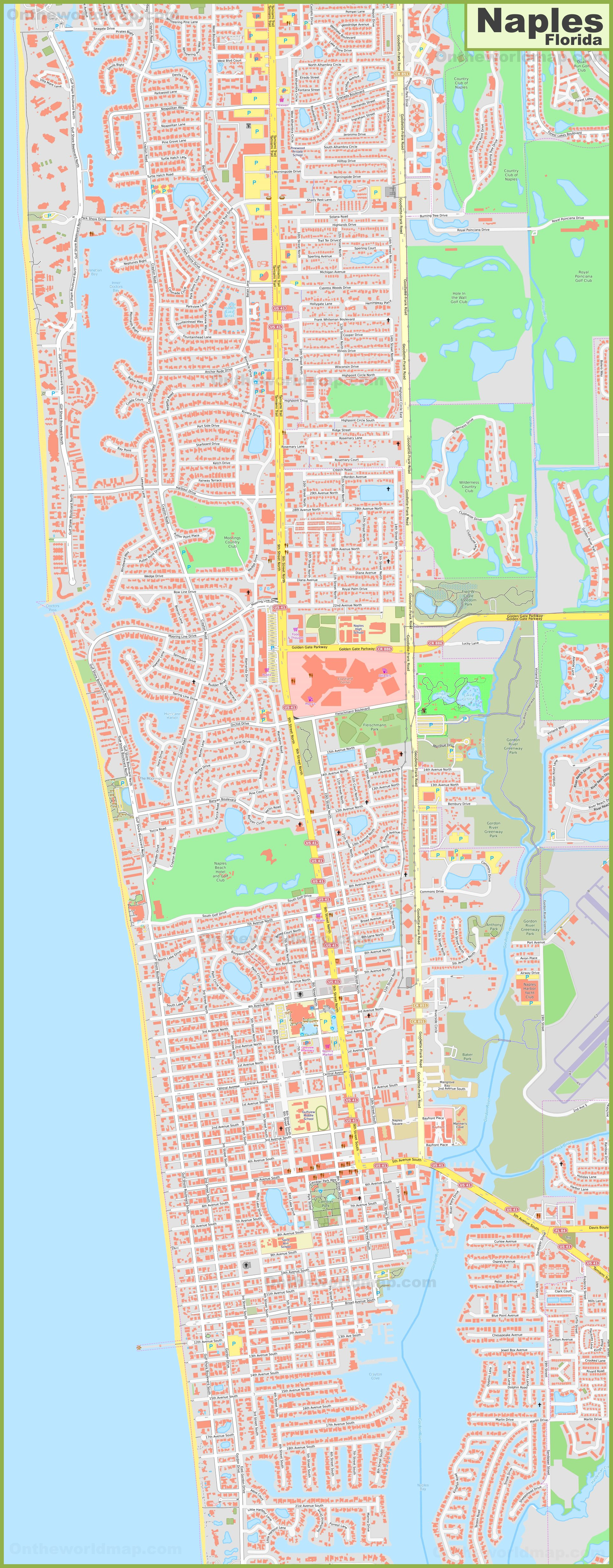 Large Detailed Map Of Naples (Florida) - Street Map Of Naples Florida