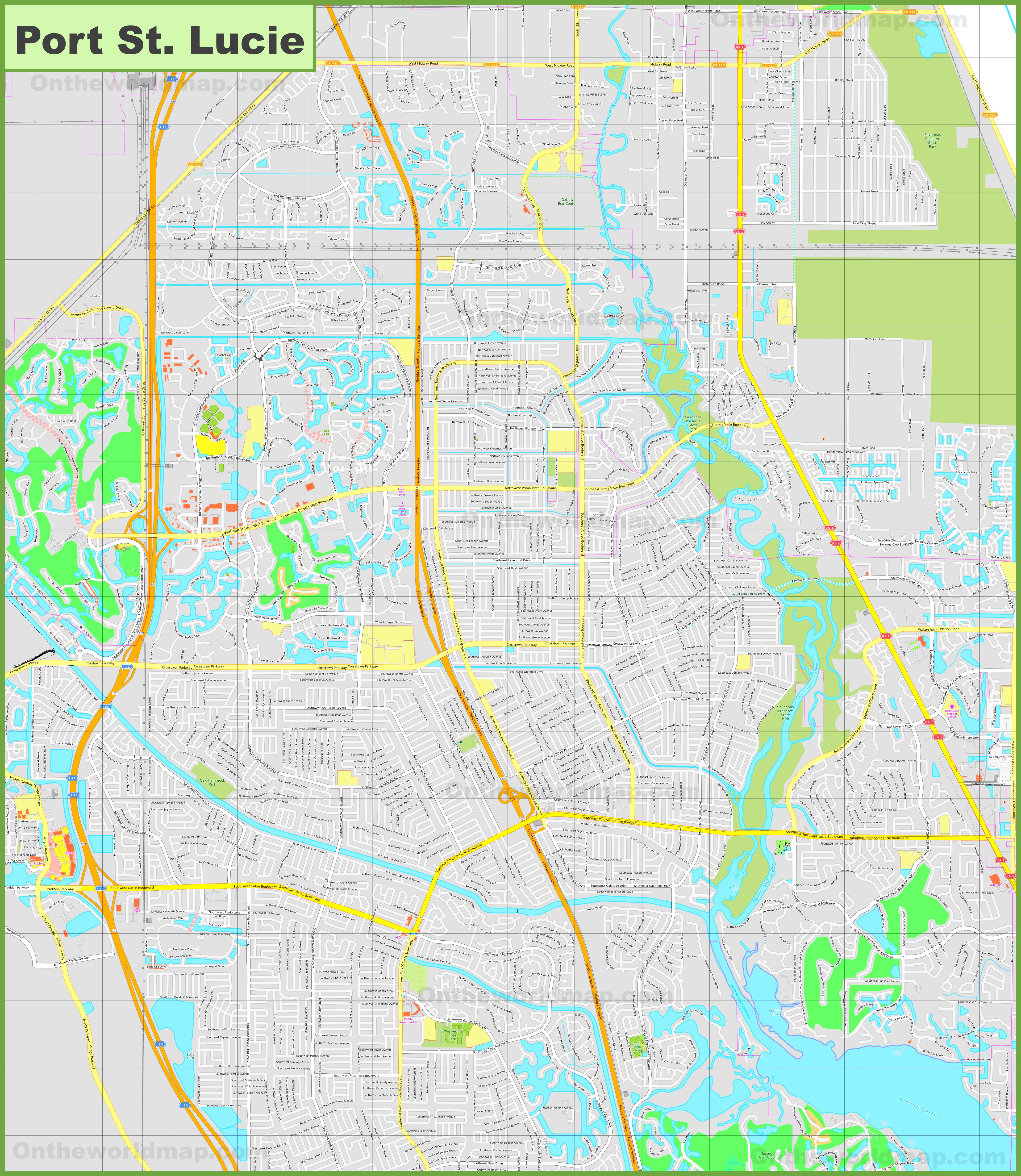 Large Detailed Map Of Port St. Lucie - Florida Map With Port St Lucie