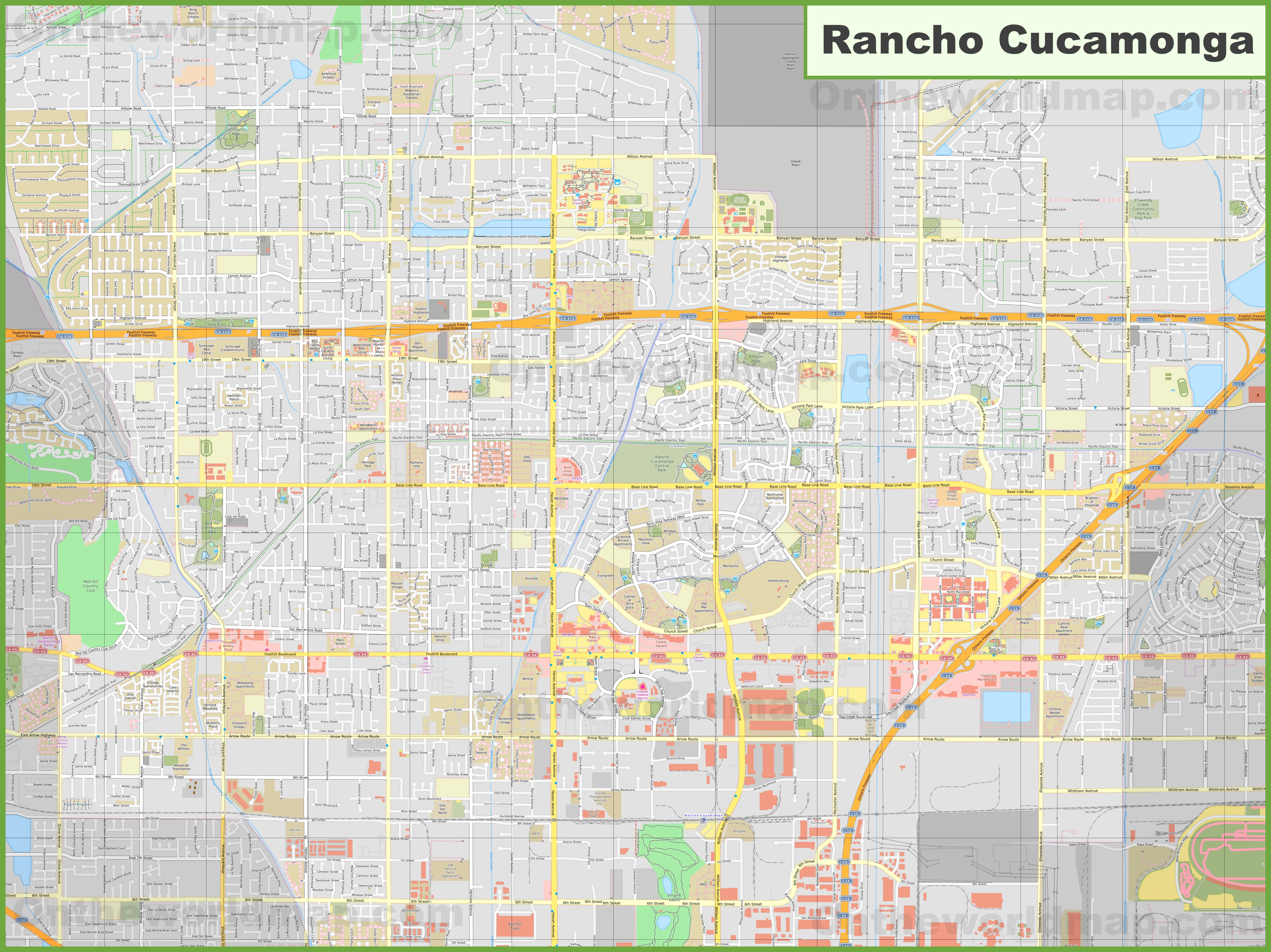 Large Detailed Map Of Rancho Cucamonga - Rancho Cucamonga California Map
