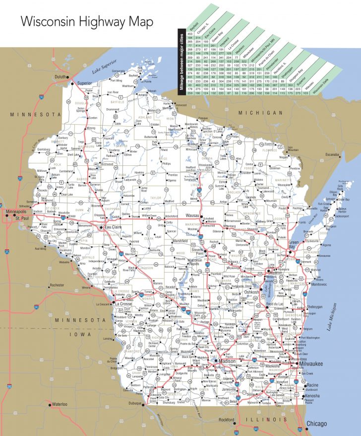 Large Detailed Map Of Wisconsin With Cities And Towns - Wisconsin Road Map Printable - Printable 