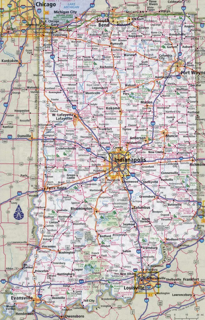 Large Detailed Roads And Highways Map Of Indiana State With Cities Indiana State Map Printable 4100
