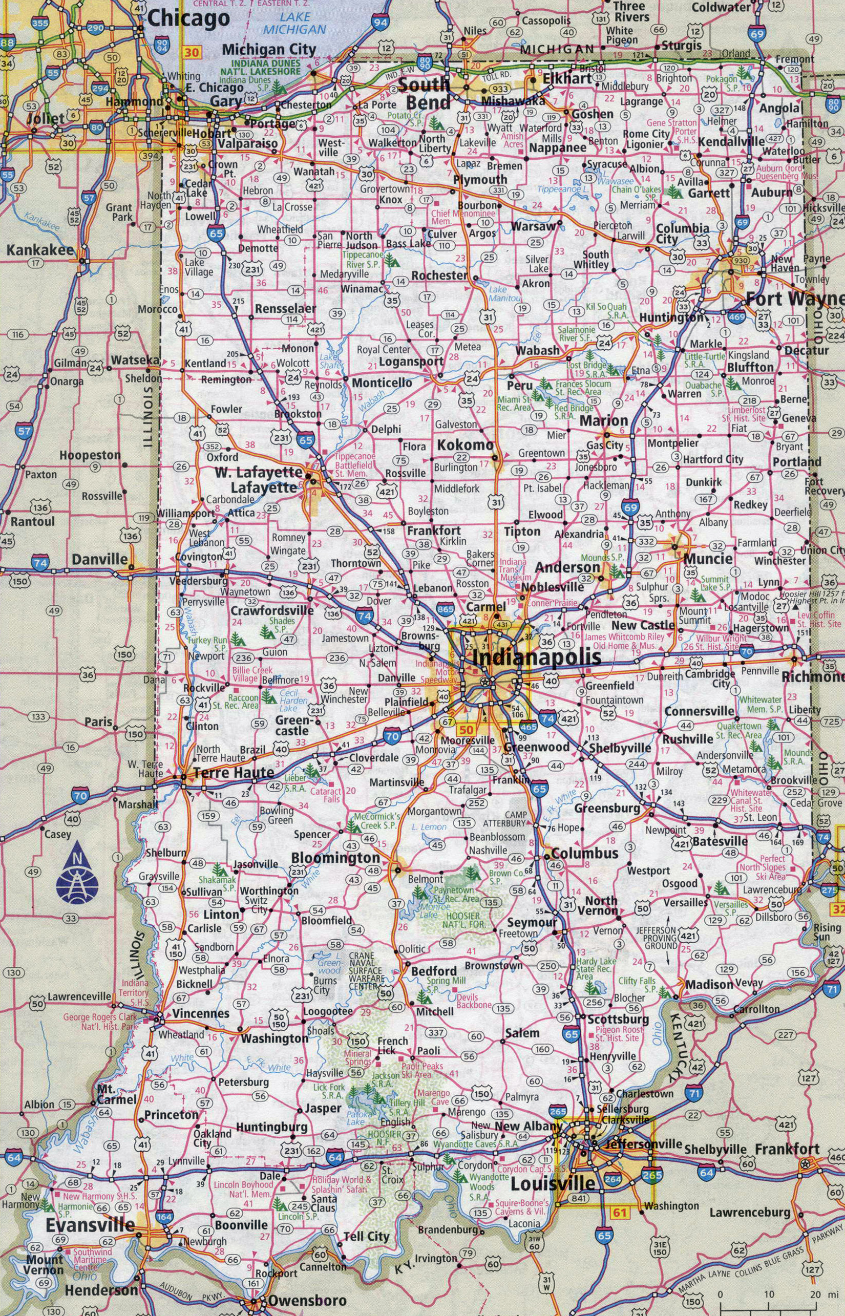 Large Detailed Roads And Highways Map Of Indiana State With Cities - Indiana State Map Printable