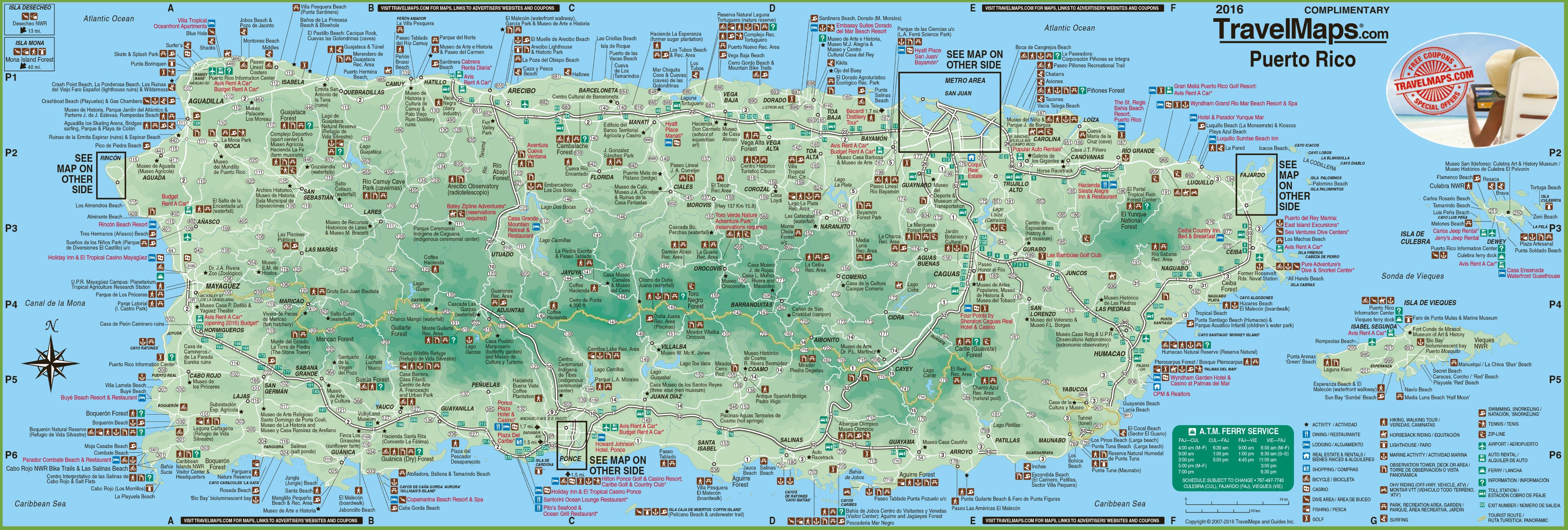 Large Detailed Tourist Map Of Puerto Rico With Cities And Towns - Printable Map Of Puerto Rico