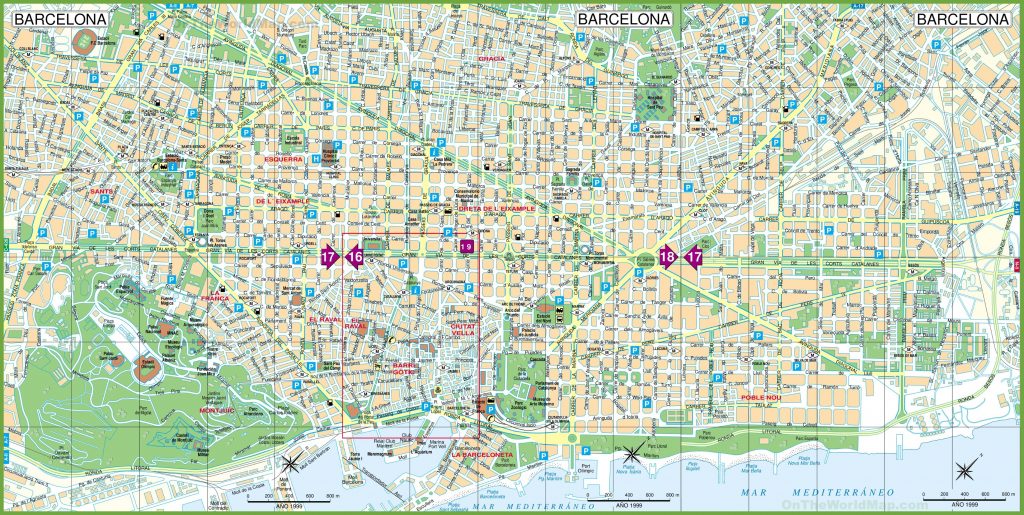 Large Detailed Tourist Street Map Of Barcelona Barcelona City Map