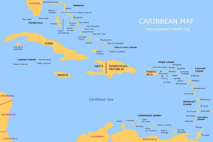 Maps Of Caribbean Islands Printable