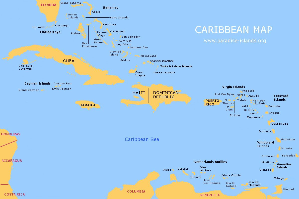Large Map Of The Caribbean | Click On The Thumbnail Map Below To See - Maps Of Caribbean Islands Printable